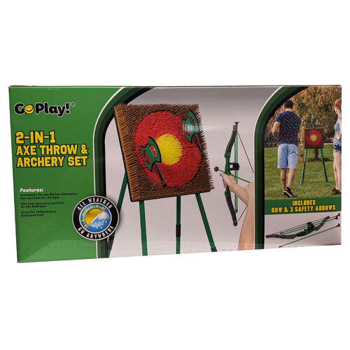 Go Play! 2 in 1 Axe Throw and Archery Set Kids/Childrens Toy 8Y+