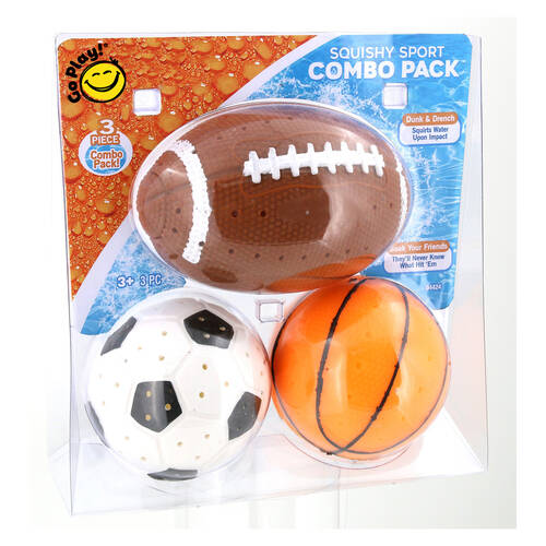 3pc Go Play! Squishy Sport Combo Pack Soft Foam Water Ball Toy for Kids 3Y+