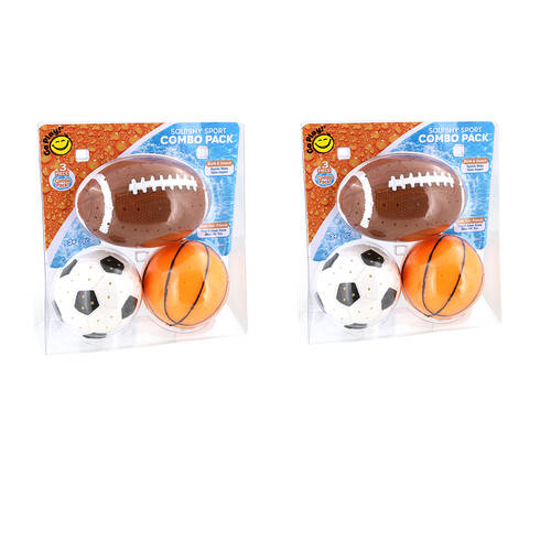 2x 3pc Go Play! Squishy Sport Combo Pack Soft Foam Water Ball Toy for Kids 3Y+