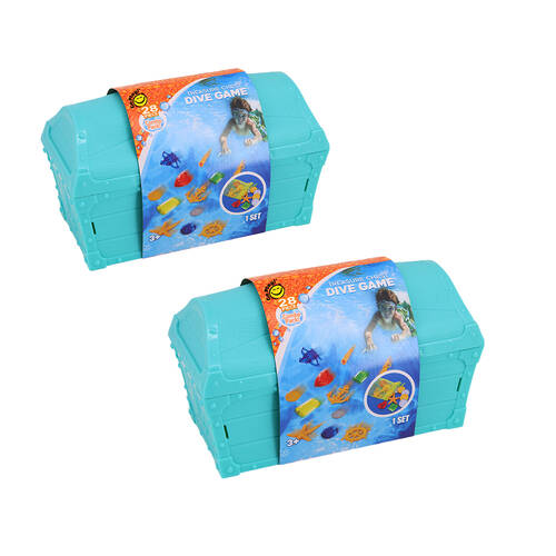 2x 28pc Go Play! Treasure Chest Set Pool Games for Kids/Children Blue 3Y+