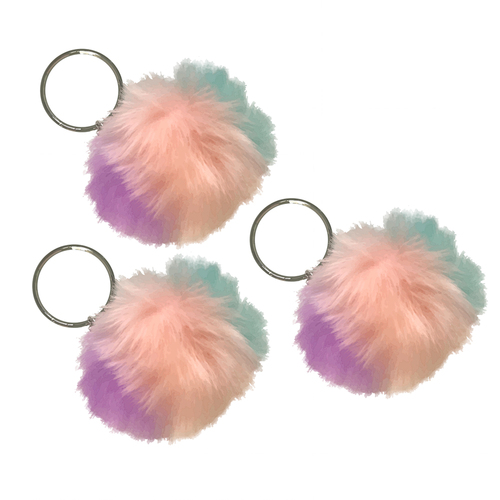 3PK GoGoPo Fluffy Keyring Pastel