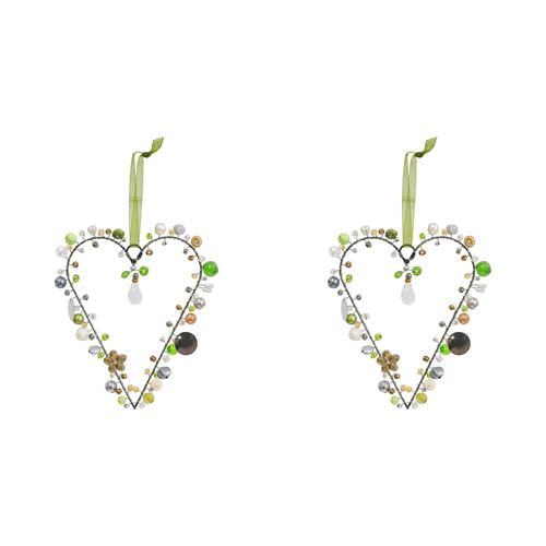 2PK LVD Beaded Heart Tranquil Decorative Sculpture Home/Lounge Decor