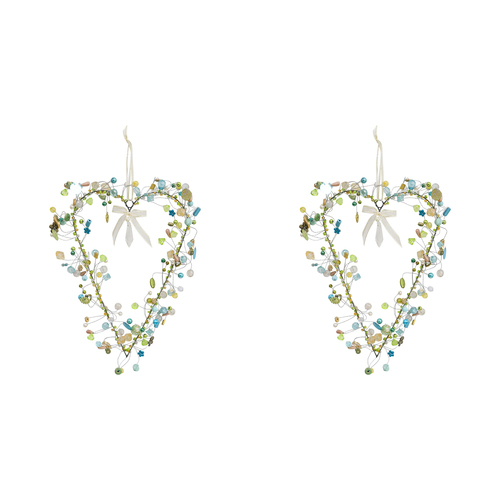 2PK LVD Beaded Heart XL Heavenly Decorative Sculpture Home/Lounge Decor
