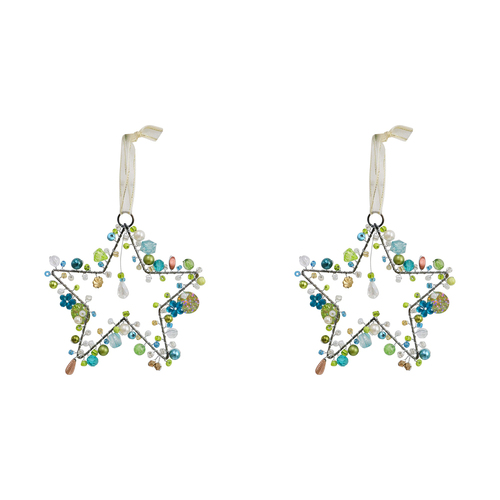 2PK LVD Beaded Star Heavenly Decorative Sculpture Home/Lounge Decor