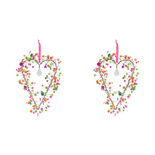 2PK LVD Beaded Heart Xl Fairytale Decorative Sculpture Home/Lounge Decor