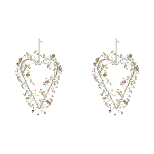 2PK LVD Beaded Heart XL Blossom Decorative Sculpture Home/Lounge Decor