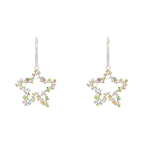 2PK LVD Beaded Star Blossom Decorative Sculpture Home/Lounge Decor