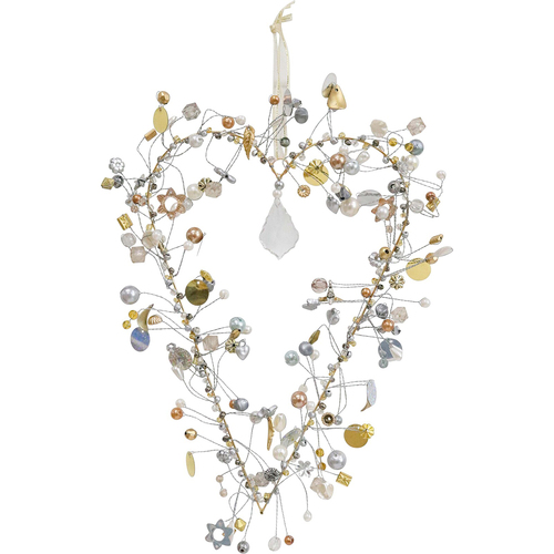 LVD Beaded Heart XL Champagne Decorative Sculpture Home/Lounge Decor