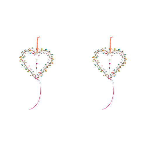 2PK LVD Beaded Heart Garden Party Decorative Sculpture Home/Lounge Decor