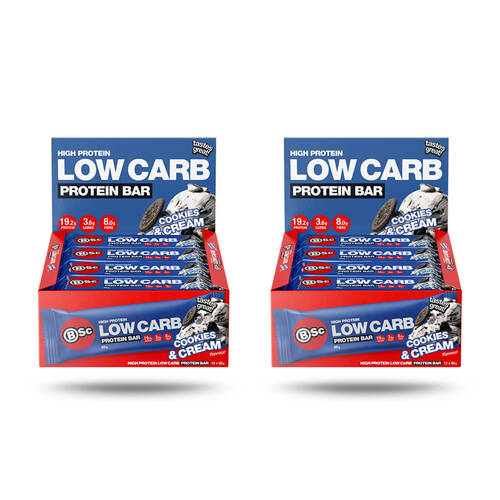 2x 12PK BSc High Protein Low Carb Bar No Added Sugar 60g Serve Cookies & Cream