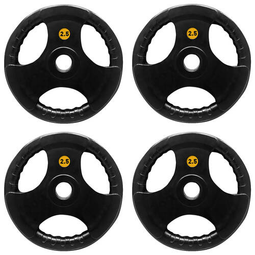 4PK Olympic Rubber Grip Plate Weight Lift Home Gym Exercise 2.5kg