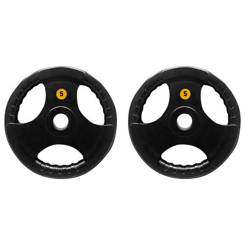 2PK Bodyworx Olympic Rubber Grip Plate Weight Lift Home Gym Exercise 5kg