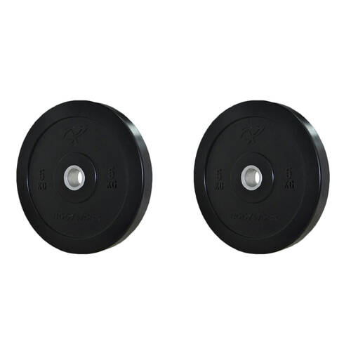 2PK Bumper Plate Weight Lift Home Gym Workout Exercise 5kg Black