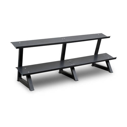 Bodyworx 2-Tier Flat Tray Dumbell Rack 4-Tray Stand Home Gym Storage 220x80cm