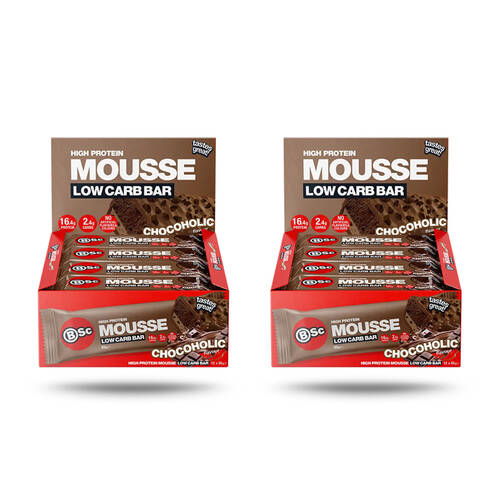2x 12PK BSc High Protein Low Carb Mousse Bar 55g Serve Chocoholic