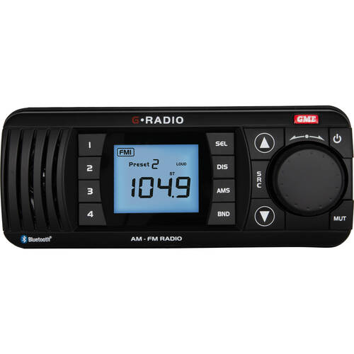 GME AM FM IPX7 Waterproof Wireless Bluetooth Marine Radio Black