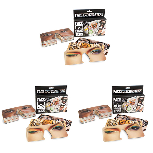 3PK Gift Republic Face Coasters Funny Wearable Party Game