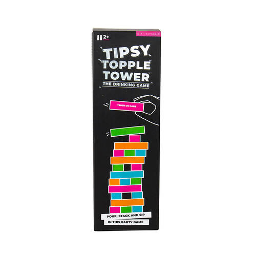 Gift Republic Tipsy Topple Tower Game Wood Stacking Drinking Game 