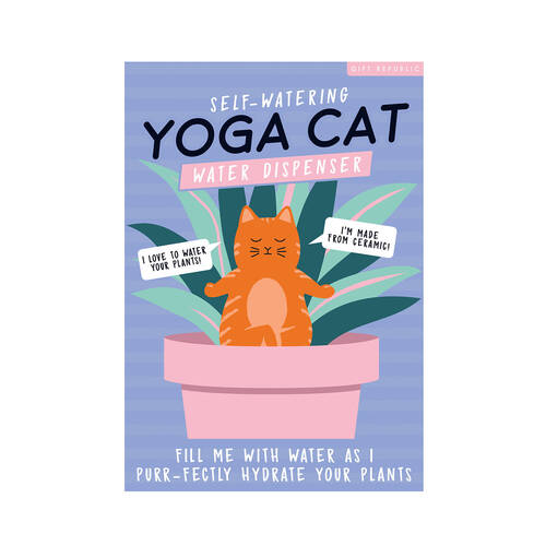 Gift Republic Yoga Cat Ceramic Water Dispenser 9.6x9.3cm - Orange