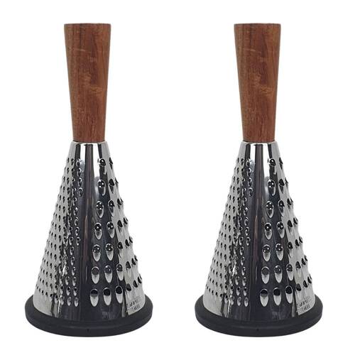 2PK Cerve Acacia Handle & Stainless Steel Grater 25cm Black