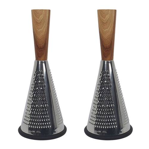 2PK Cerve Acacia Handle & Stainless Steel Grater 30cm Black