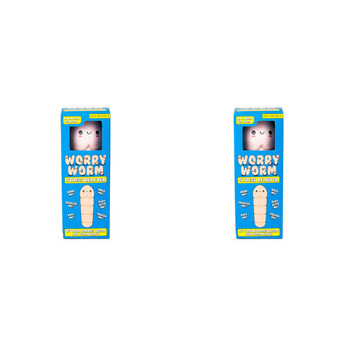 2PK Gift Republic Worry Worm Stress Reliever Rubber Toy 6.6x17.4cm - White