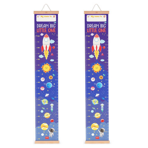2PK Legami Dream Big Little One Wall-Hanging Height Chart 160cm Blue Space