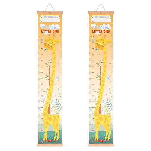 2PK Legami Dream Big Little One Wall-Hanging Height Chart 160cm Yellow Giraffe