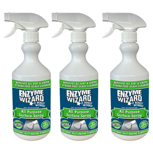 3PK Enzyme Wizard All-Purpose Surface Spray Bottle 750ml