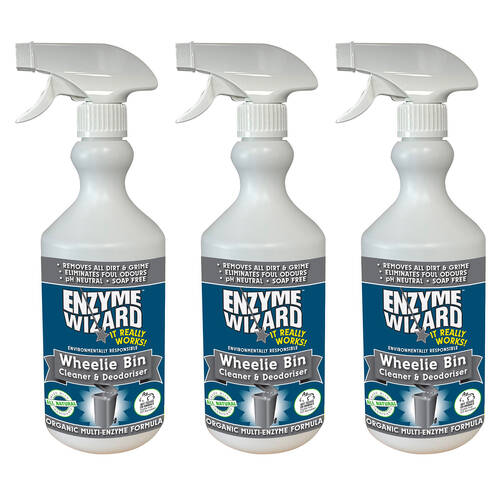 3PK Enzyme Wizard Wheelie Bin Cleaner And Deodoriser 750ml