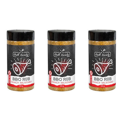 3PK Hot Shots Grill Society Tangy Mustard Herbs & Spices 225g Cooking Seasoning