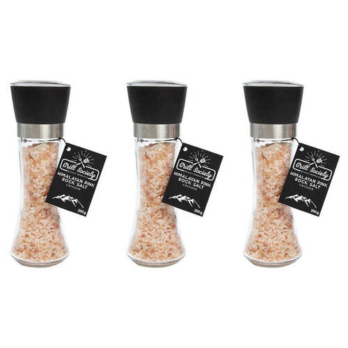 3PK Hot Shots Grill Society Himalayan Pink Salt Grinder Mill 200g Cooking Condiments