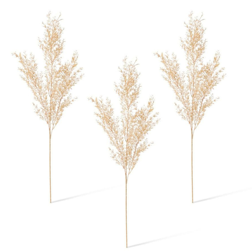 3PK E Style Artificial 97cm Plastic Tea Leaf Spray - Natural