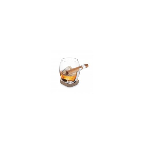 Final Touch Whiskey & Cigar Holder Glass w/Silicone Base