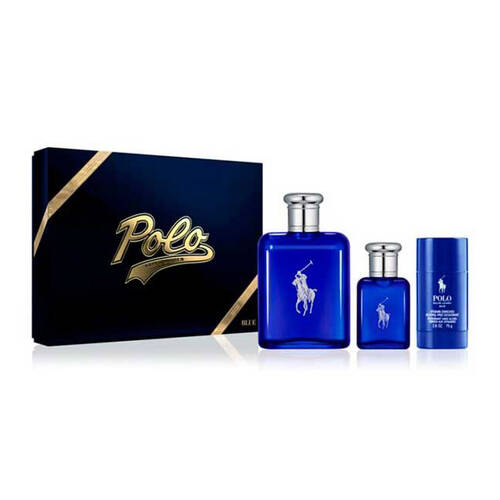 3pc Ralph Lauren Polo Blue Eau De Toilette & Deodorant Gift Set For Men 125ml