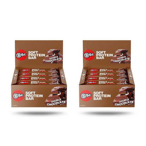 2x 12PK BSc Soft High Protein Low Carb Bar 55g Serve Double Chocolate