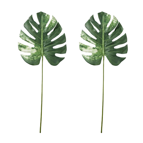2PK E Style Artificial 78cm Plastic Monstera Lush Stem - Green/White