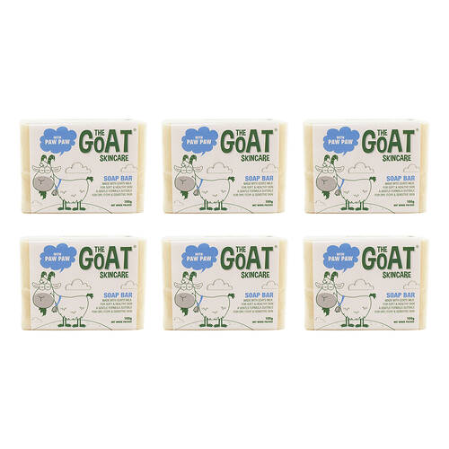 6PK The Goat Skincare Body Soap Bar w/ Paw Paw 100g For Sensitive Skin