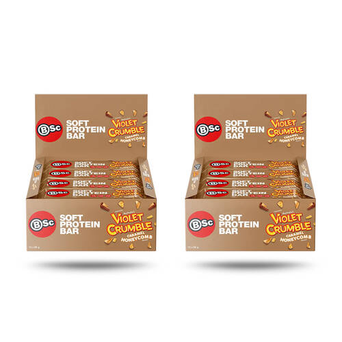 2x 12PK BSc x Violet Crumble Soft High Protein Bar 55g Serve Caramel Honeycomb