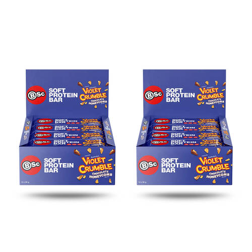 2x 12PK BSc x Violet Crumble Soft High Protein Bar 55g Serve Chocolate Honeycomb