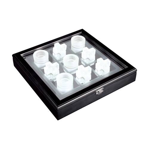 9pc Karson Tic Tac Toe Luxe Frosted Glass Board Game Set 6y+ 27.8x27.8x7.5cm