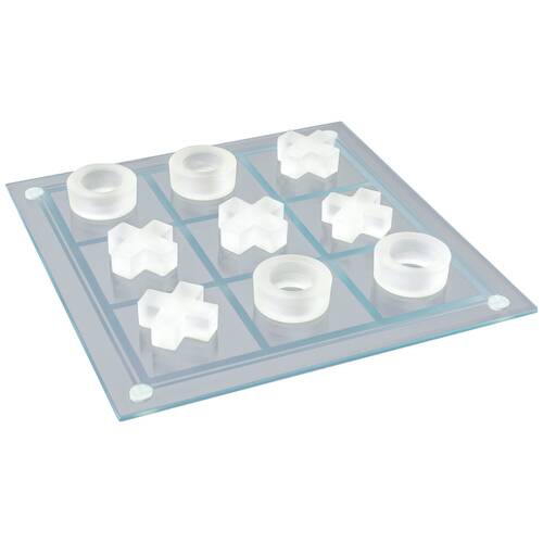 9pc Karson Glass Tic Tac Toe Classic Board Game Set 6y+ 28x28x4.4cm Clear