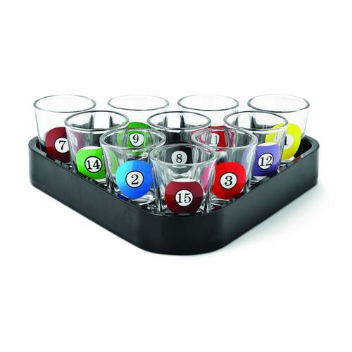 10pc Karson Rack n Shoot Pool Shot Glassware Set 18y+ 23.5x21.7x7.5cm