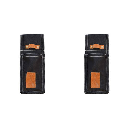2PK Esschert Design Leather & Denim Sheath Tool Belt Holder 24.2cm Blue