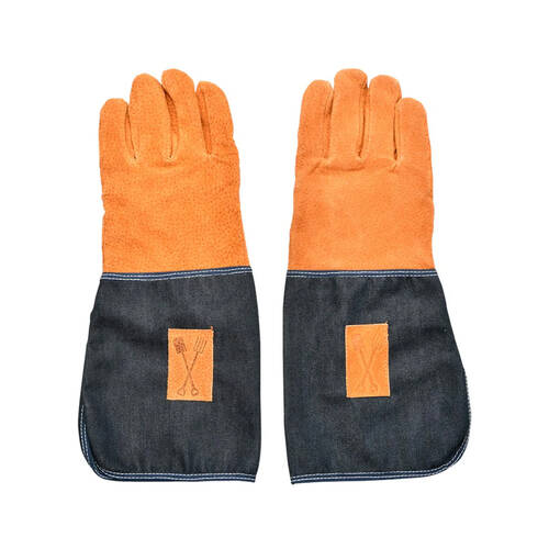 Esschert Design Denim Garden Hand Gloves w/ Cuffs Gardening/Pruning 36.4cm Blue