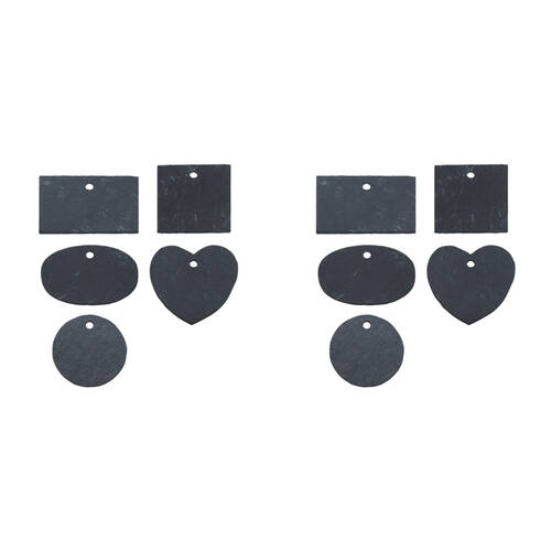 2x 5pc Esschert Design Plant Label Slate w/ Holes Garden Accessory 7.2cm Black