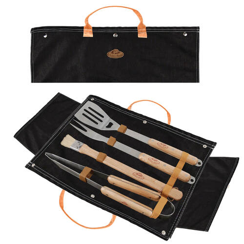 Esschert Design BBQ Tool Set w/ Denim Carry Case Camping Cooking Blue
