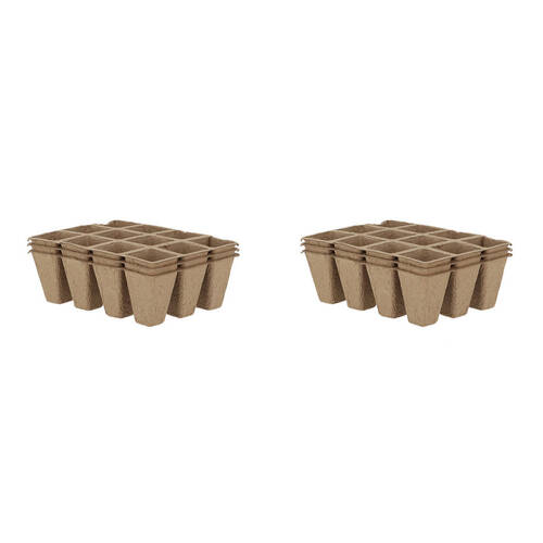 2x 3pc Esschert Design Round Grow Pot Tray Garden Decor Small 16.3cm Brown