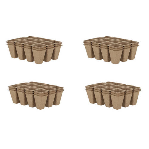 4x 3pc Esschert Design Round Grow Pot Tray Garden Decor Small 16.3cm Brown