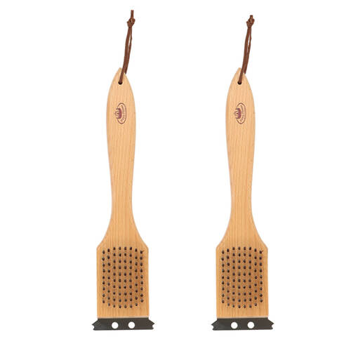 2PK Esschert Design BBQ Cleaning Brush w/ Scraper Camping Cooking Natural
